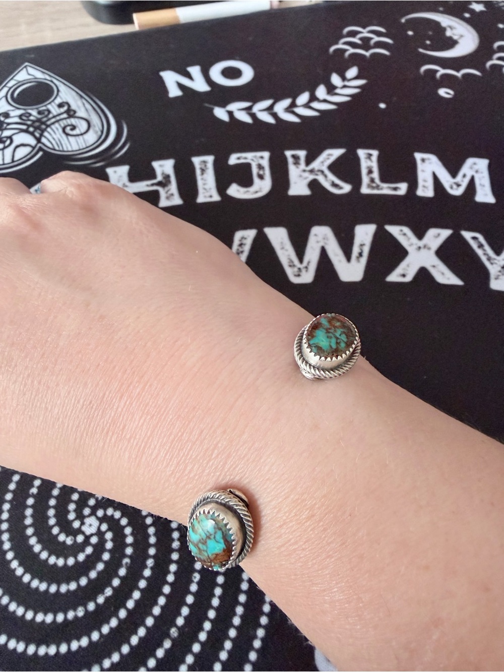 Turquoise Stone Cuff Bracelet - Silver Tone Chris Etsitty Najavo